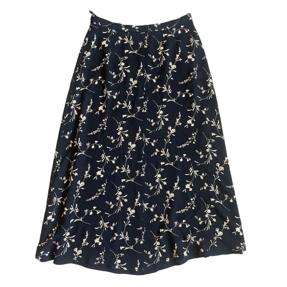 vintage liz clairborne black floral maxi skirt size 10P (medium petite) - Picture 2 of 8